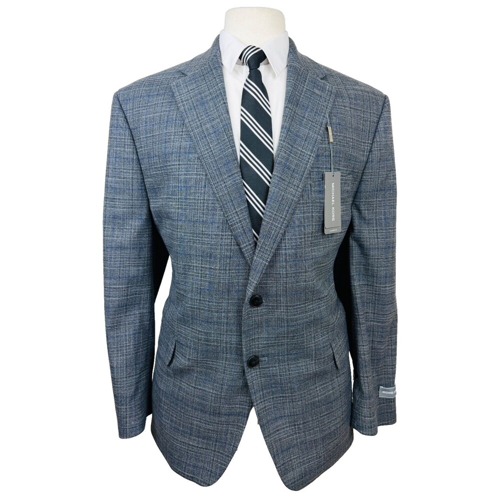 $295 NEW MICHAEL KORS MENS 42L GRAY/BLACK CHECK BLAZER SPORT COAT SUIT JACKET